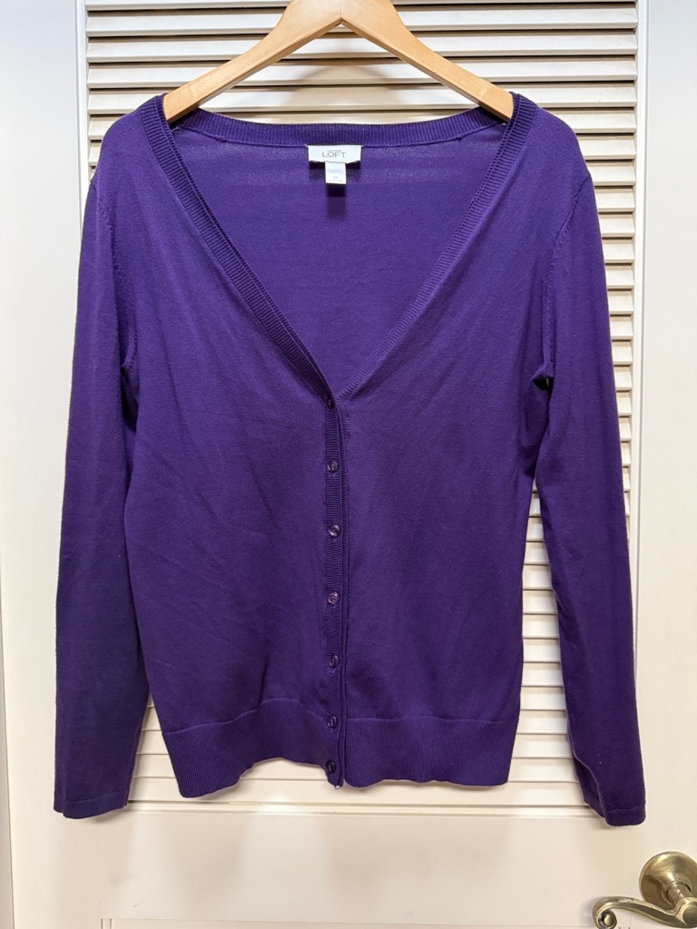 LOFT Deep Purple Classic V-Neck Cardigan